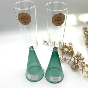 2 Veneto Italian Designed Borosilicate Flutes NWT